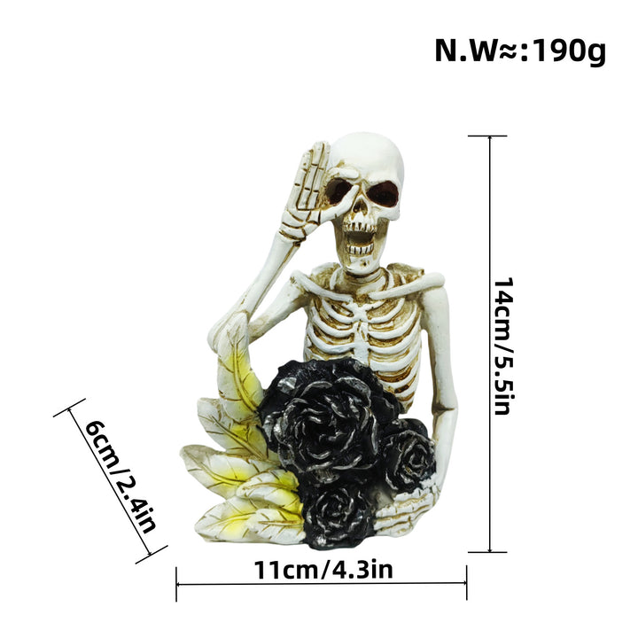 Stylish skeleton figure with top hat and black rose Stornfield