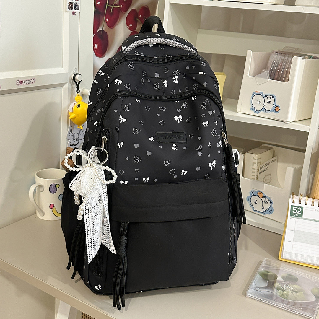 Playful Bow-Embellished Stylish Backpack Stornfield