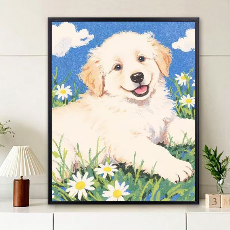 Cute Puppy Illustration Wall Art Stornfield