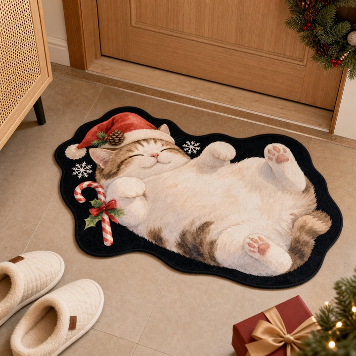 Festive Cat-Themed Area Mat