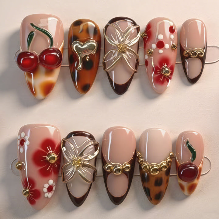 Floral & Gem-Embellished Press-On Nail Art Stornfield