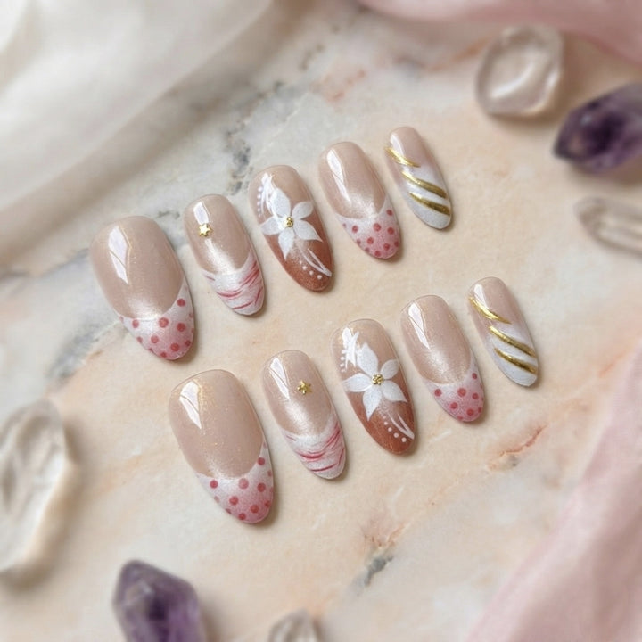 Decorative Floral Press-On Nails