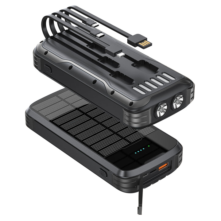 Robust Solar Powerbank with Integrated Flashlight and Multifunctional Charging Connection Stornfield