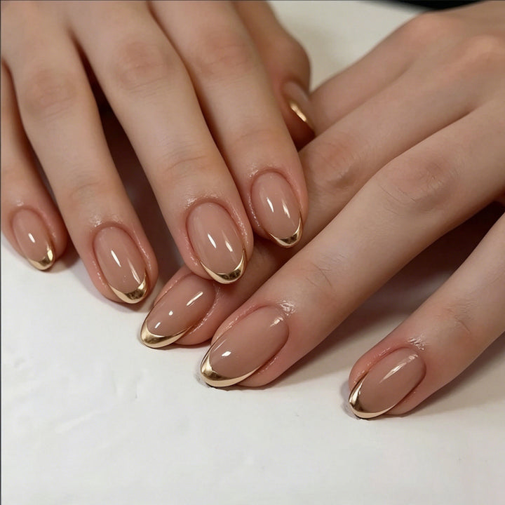 Elegant Metallic French Tip Nail Enhancements Stornfield