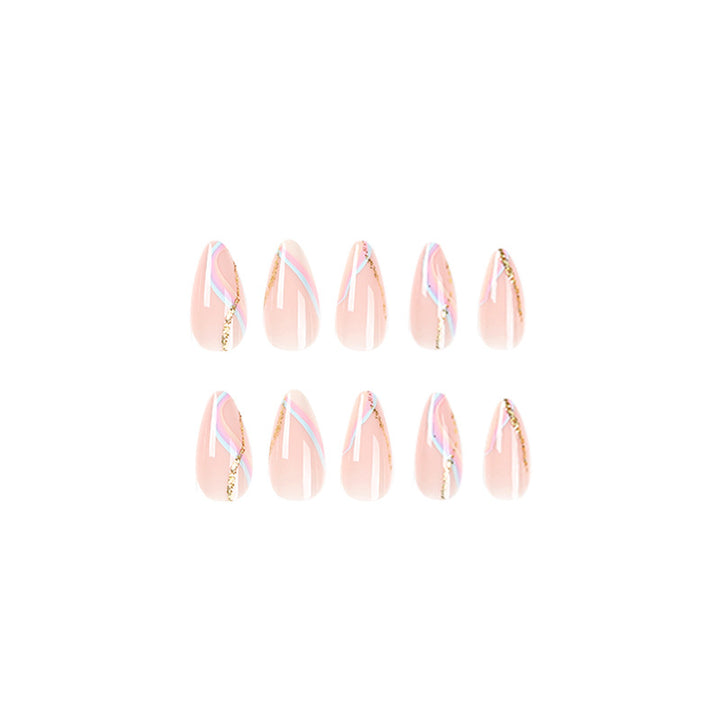 Artful Nail Extensions with Glamorous Gold Design Stornfield