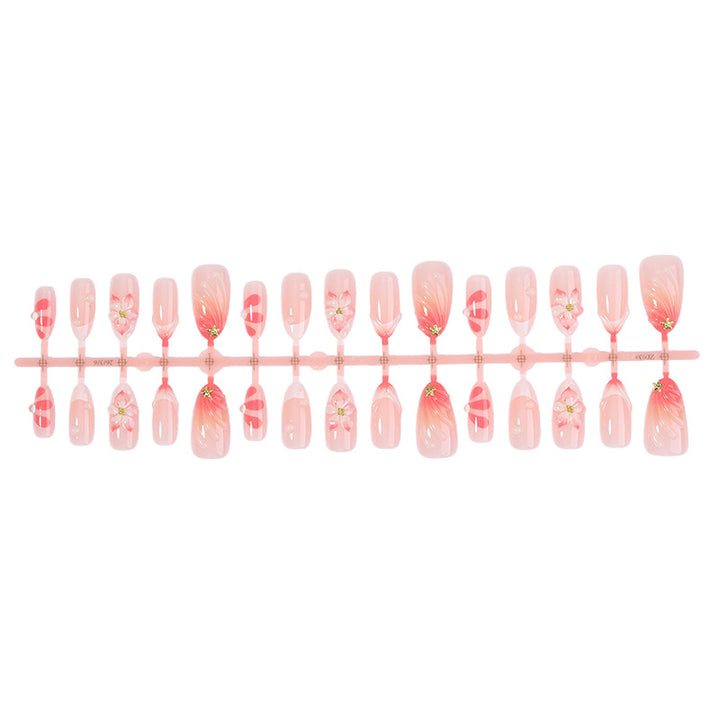 Artificial nail set with floral design and delicate gradient color Stornfield