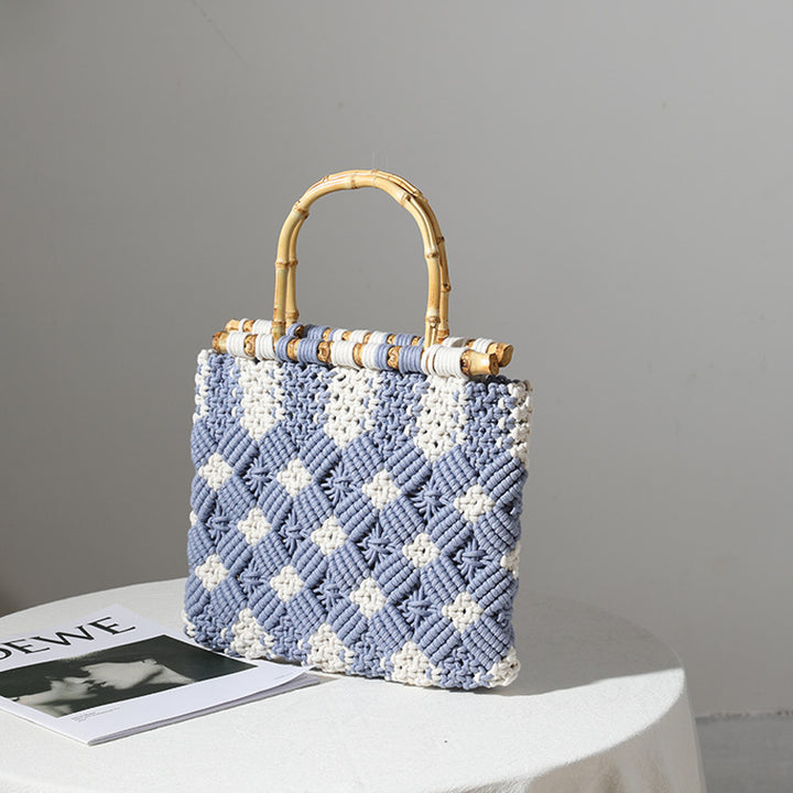 Stylish, Braided Handbag with Unique Checkered Pattern Stornfield