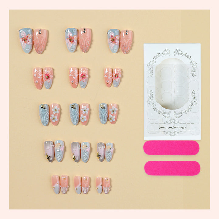 Artistic Ocean-Themed Press-On Nail Set Stornfield