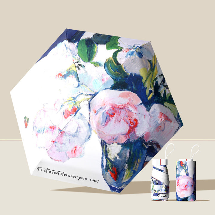 Women's folding umbrella with floral accents Stornfield