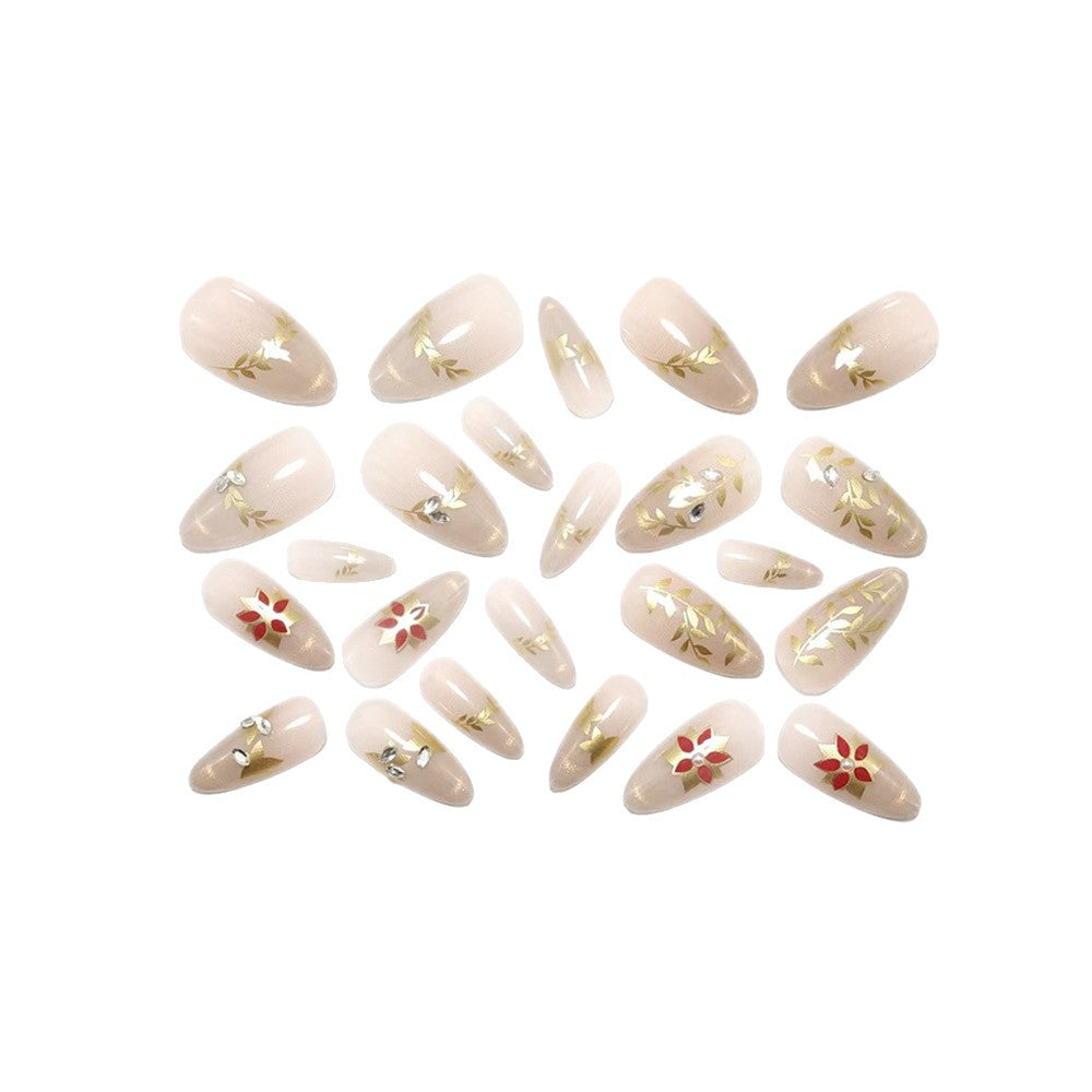 Elegant artificial nails with sparkling floral decorations Stornfield