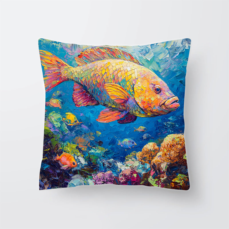 Artistic Marine Life Decorative Cushion