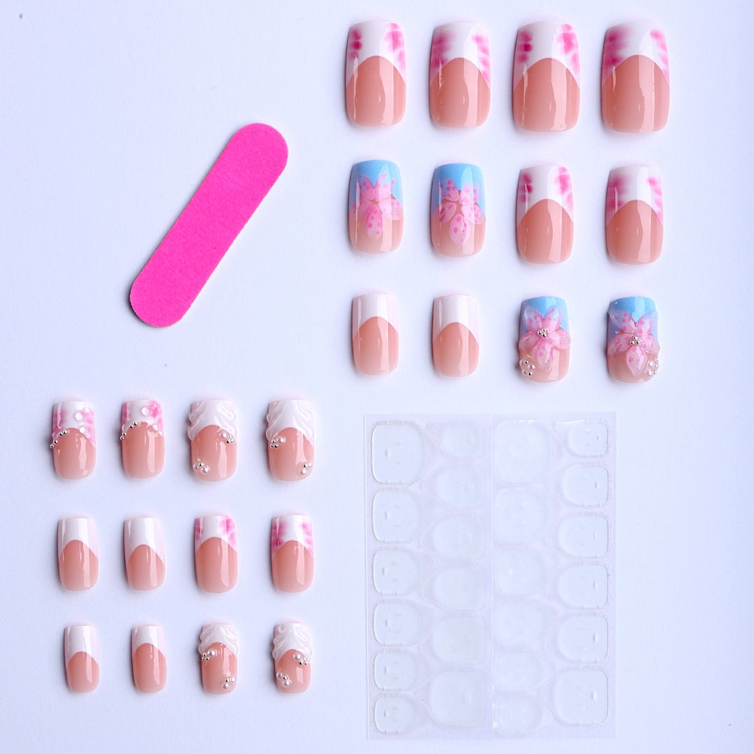 Artificial nails with floral 3D applications and detailed decorations Stornfield