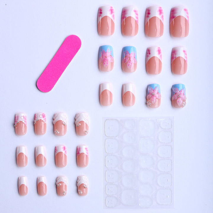 Artificial nails with floral 3D applications and detailed decorations Stornfield