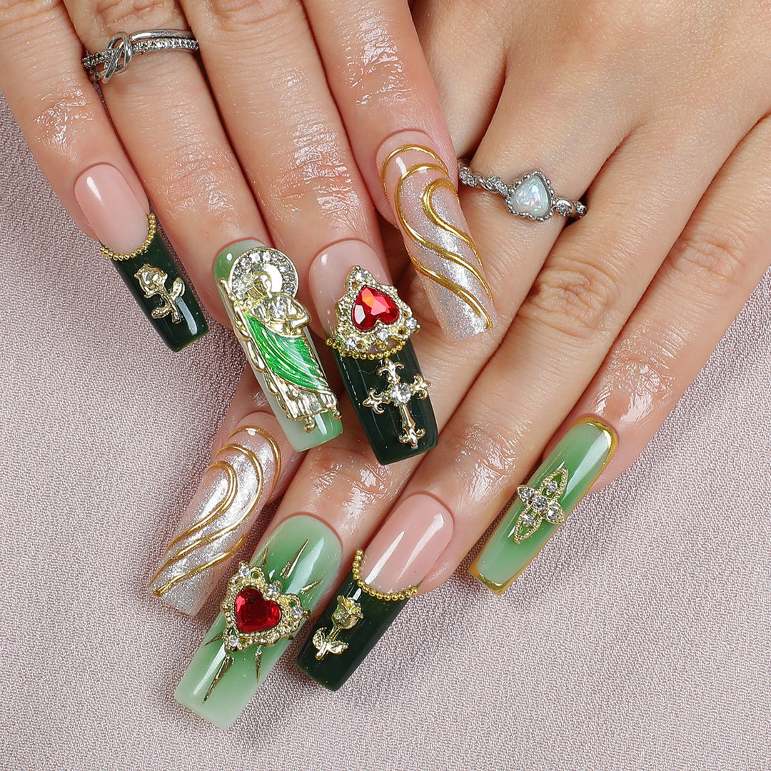 Artificial nail set with luxurious 3D embellishments Stornfield