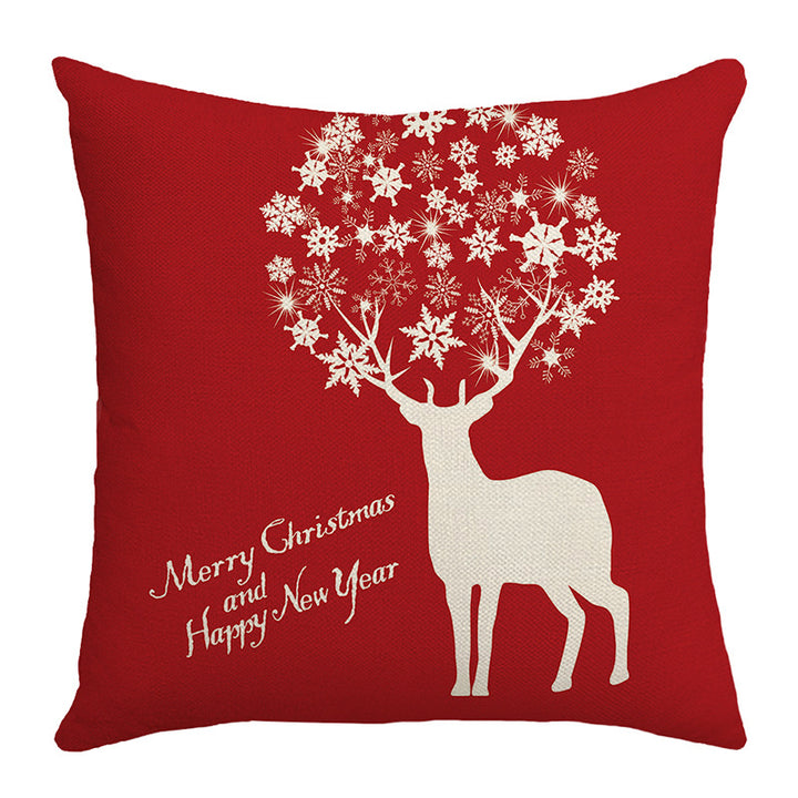Seasonal Christmas Throw Pillow Cover with 'Let It Snow' Script and Snowflake Print