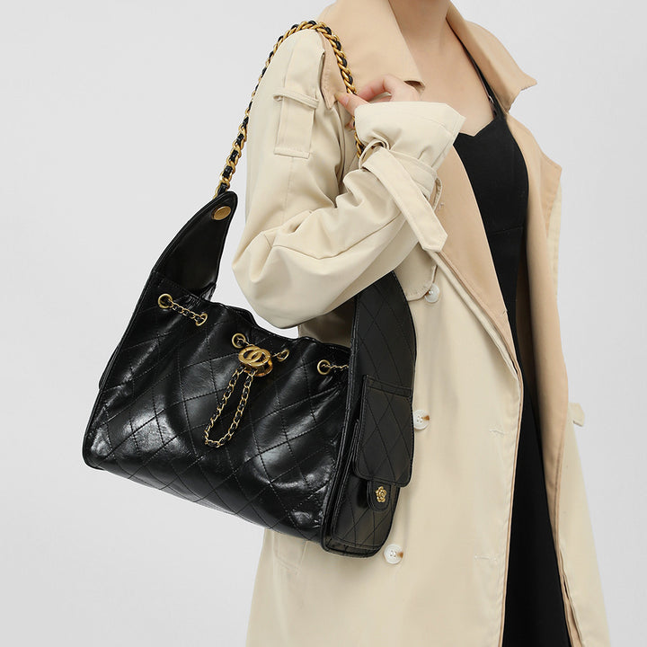 Stylish Suede Drawstring Shoulder Bag