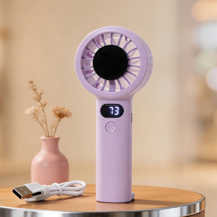 Ladies Portable Hand Fan with LCD Display and USB Charging Function Stornfield