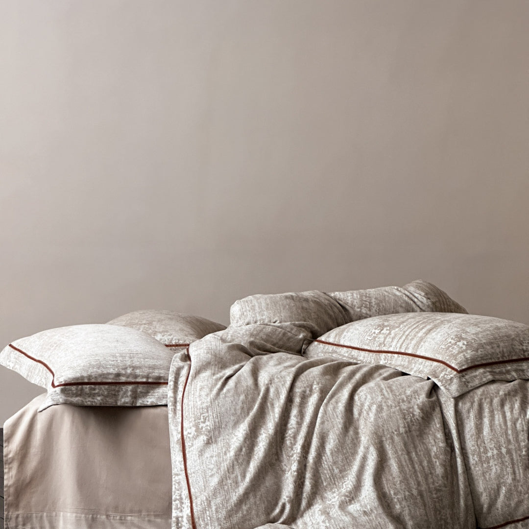 Washed Linen-Blend Textured Duvet Cover Set with Piped Edge Pillow Shams