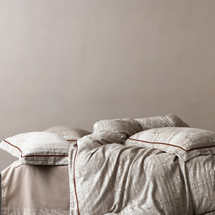 Washed Linen-Blend Textured Duvet Cover Set with Piped Edge Pillow Shams