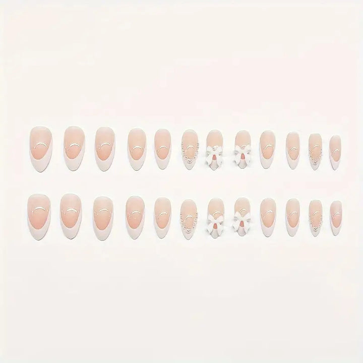 Elegant Bow-Embellished Press-On Nail Art Stornfield