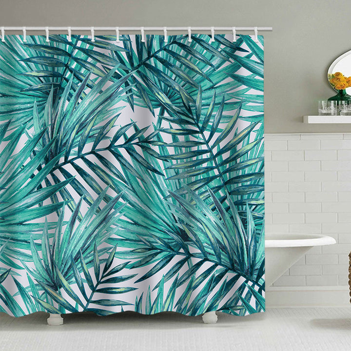 Tropical Leaf Print Shower Curtain Stornfield