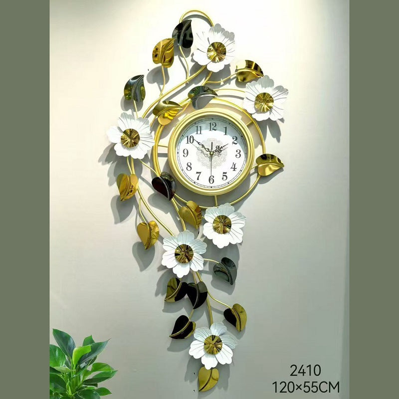Floral Wall Clock Art with Elegant Metal Frame Stornfield
