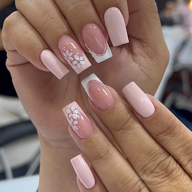 Decorative Press-On Nail Art Set with Floral Designs Stornfield