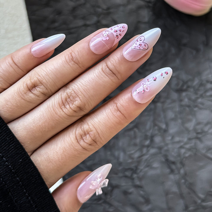 Artistic Heart-Embellished Press-On Nail Set Stornfield