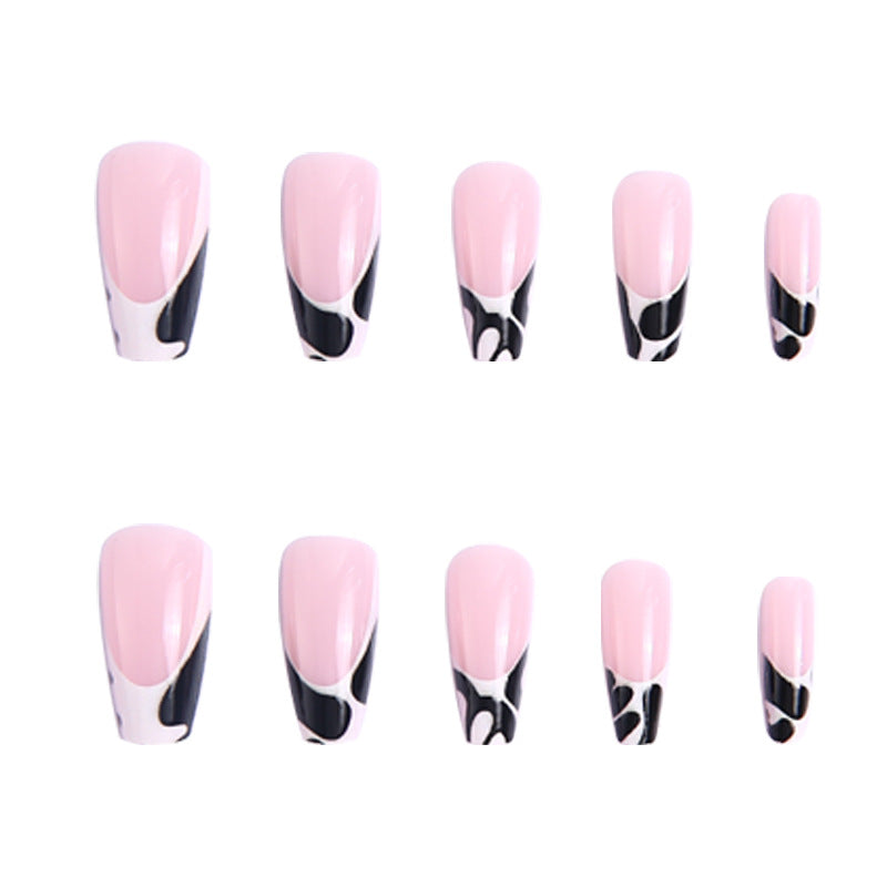 Exclusive artificial nails with elegant black and white patterns Stornfield