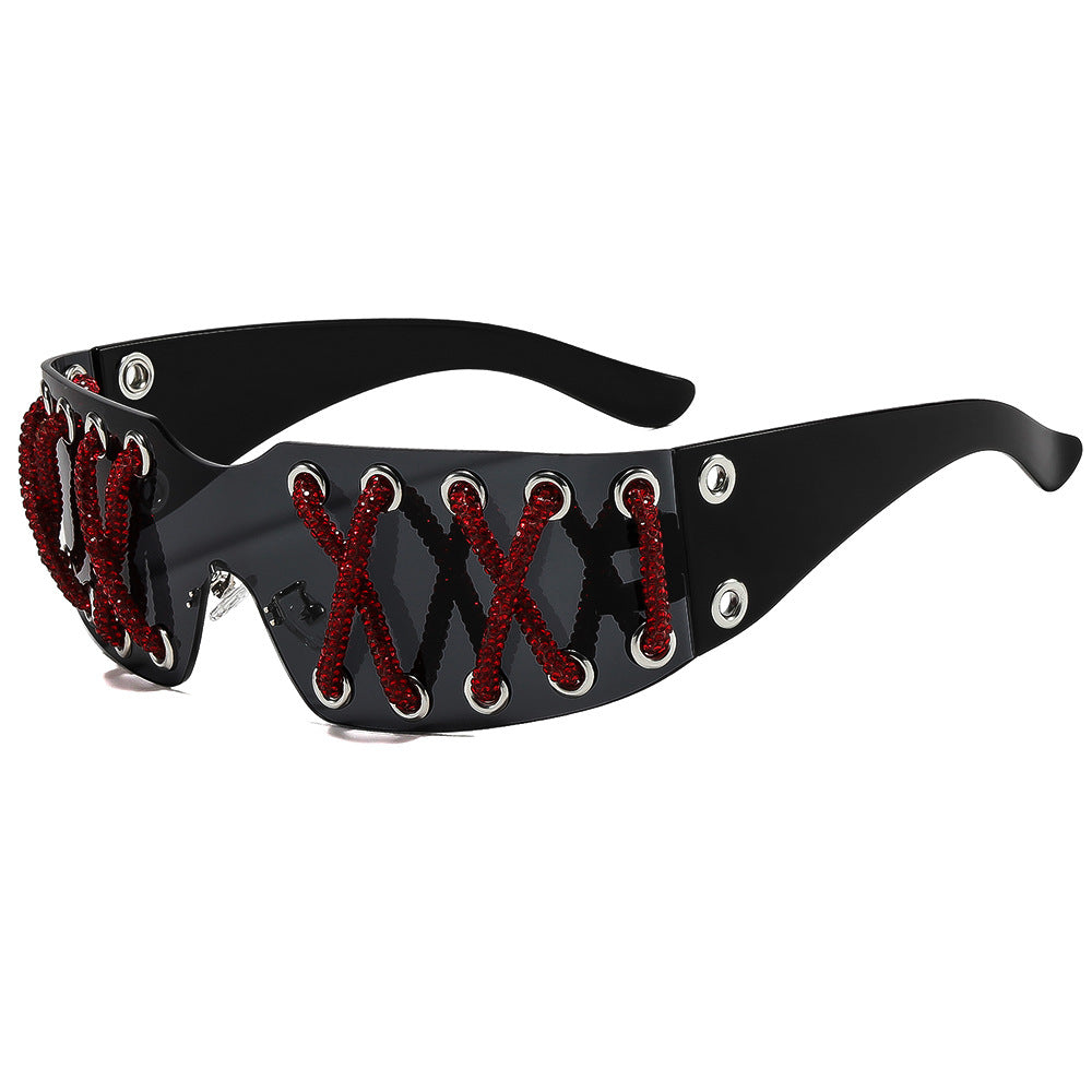 Women futuristic design sunglasses with unique decor Stornfield