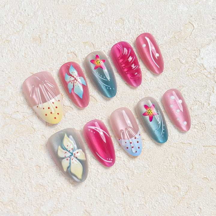 Artistic Floral Design Press-On Nail Set Stornfield