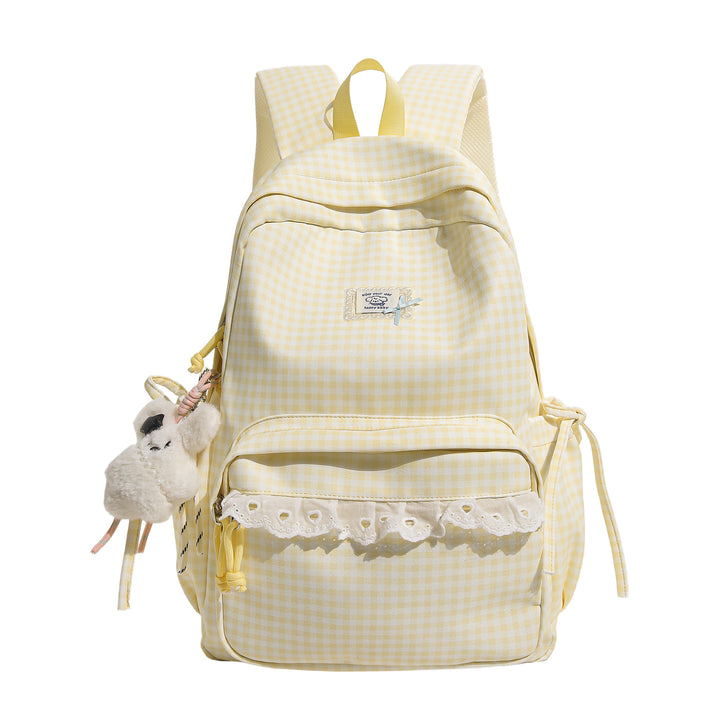 Casual Vintaged Gingham Print Backpack Stornfield