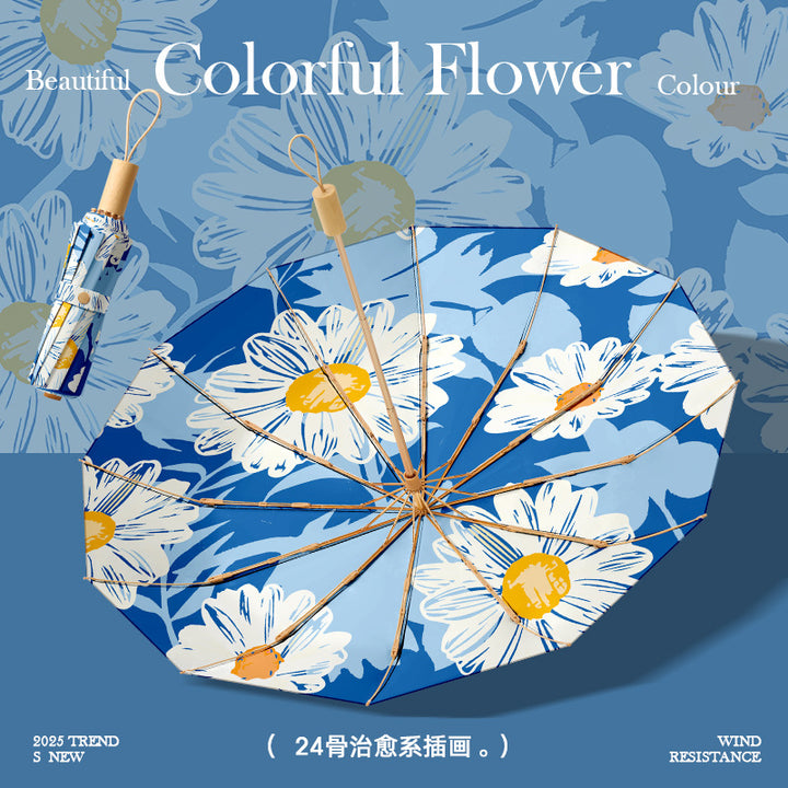 Ladies stylish and lightweight folding umbrella with elegant floral pattern Stornfield
