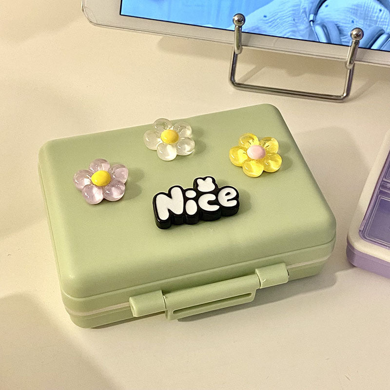 Practical storage box with colorful flower appliqués Stornfield