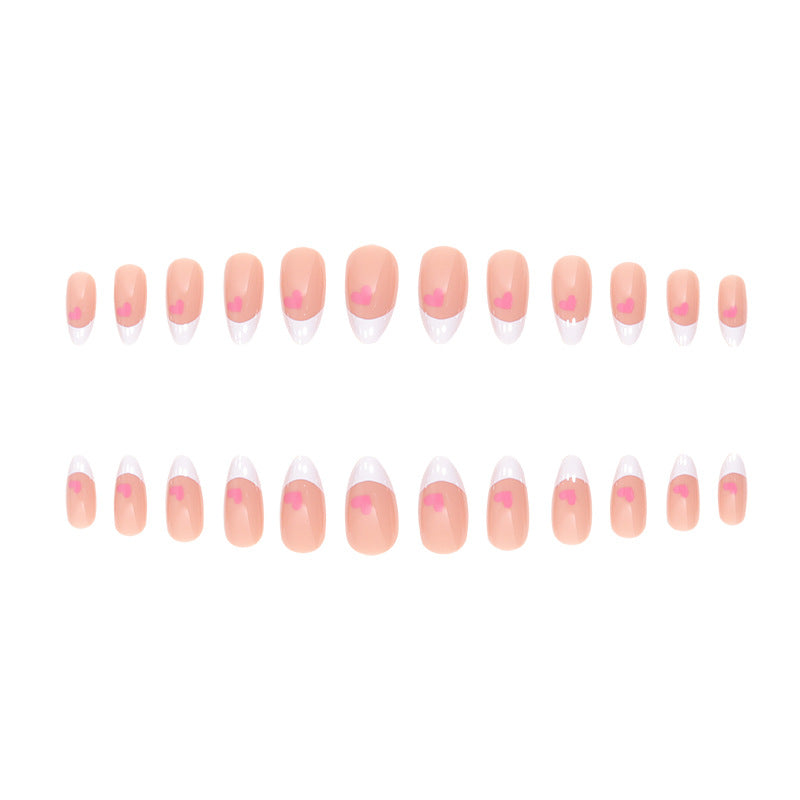 Elegant Heart-Accent French Tip Press-On Nails Stornfield