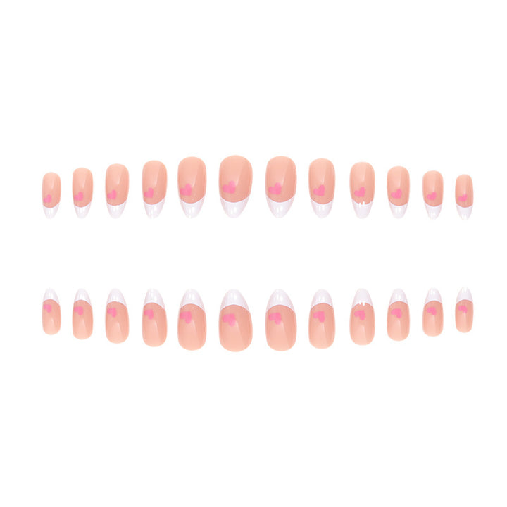 Elegant Heart-Accent French Tip Press-On Nails Stornfield