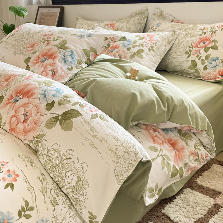Whimsical Floral Print Duvet Cover Set
