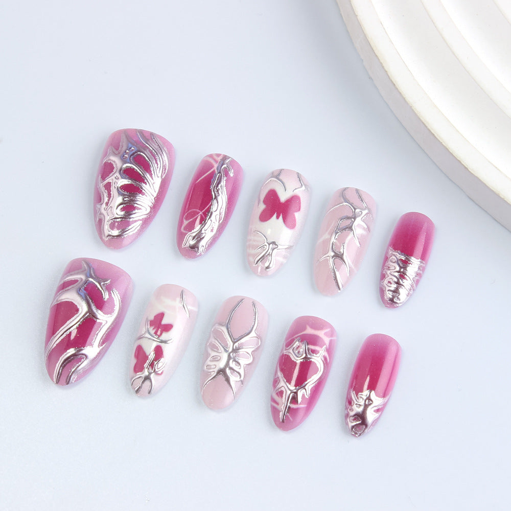 Artistic Butterfly-Themed Press-On Nails Stornfield