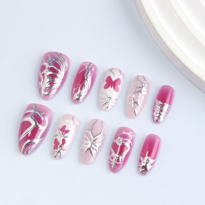Artistic Butterfly-Themed Press-On Nails Stornfield