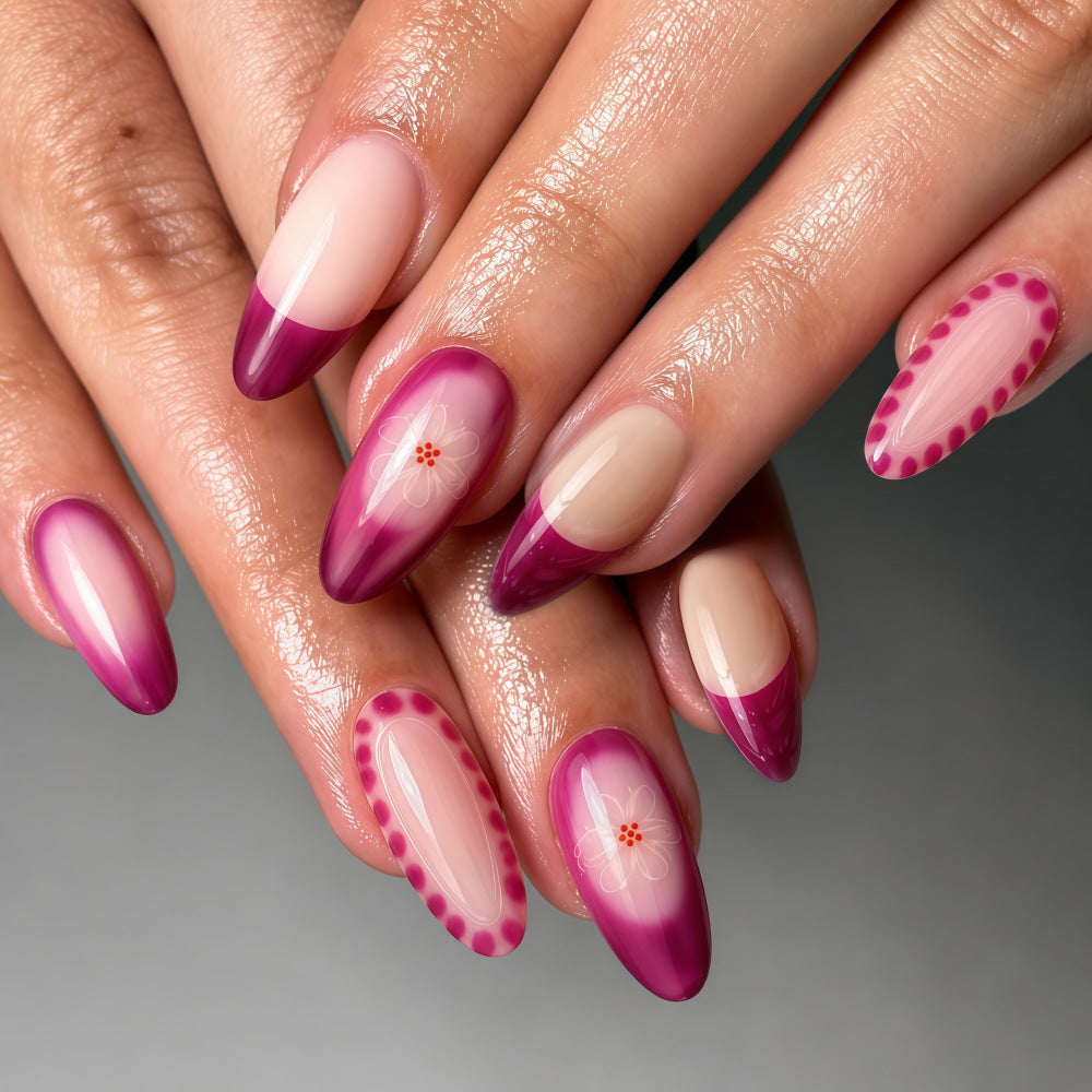 Elegant Artificial Nails with Floral Patterns Stornfield