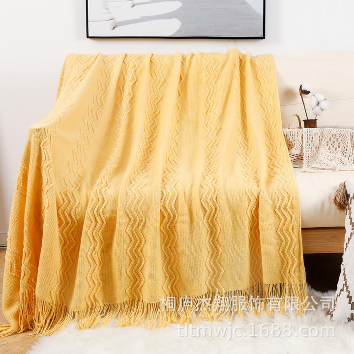 Women Comfortable Knitted Blanket with Modern Zigzag Pattern Stornfield