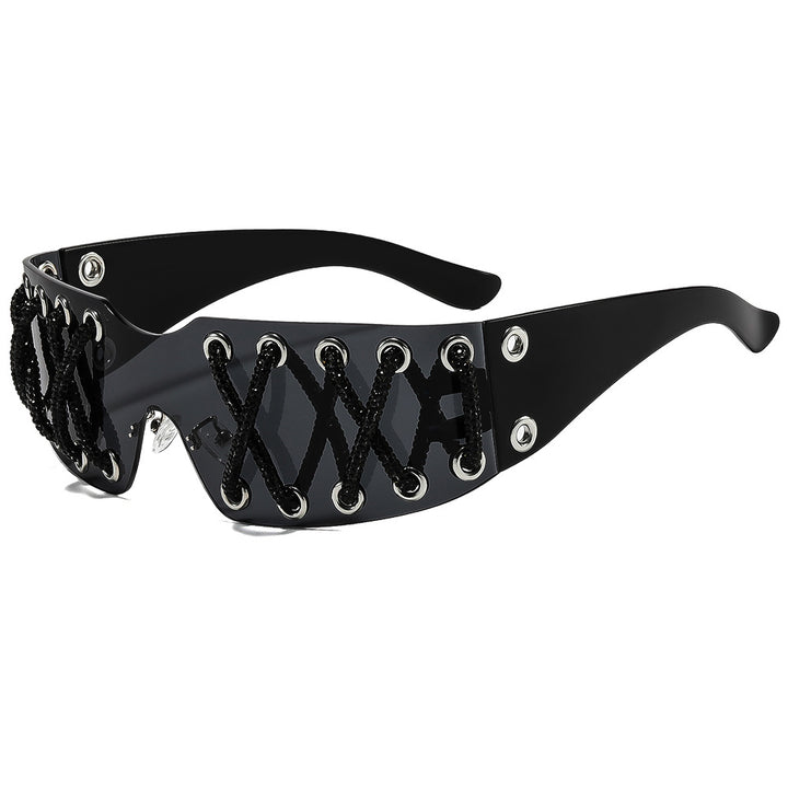 Women futuristic design sunglasses with unique decor Stornfield