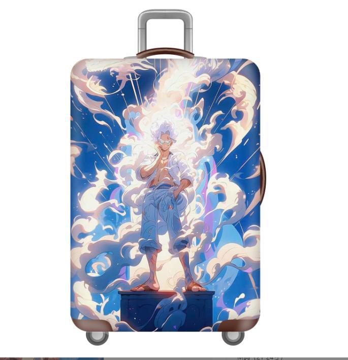 Unisex nan elastic motif suitcase cover made of stretchable polyester with handle and wheel openings Stornfield