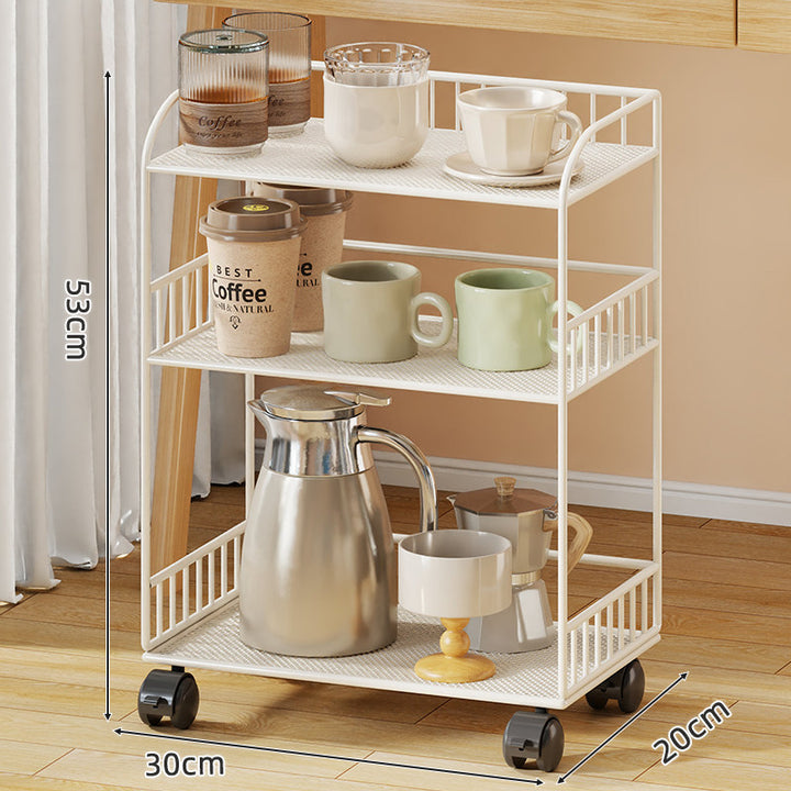 Compact Two-Tier Mesh Serving & Utility Cart with Locking Swivel Casters