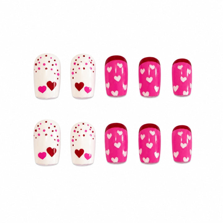 Artificial nails with romantic heart design and creative details Stornfield