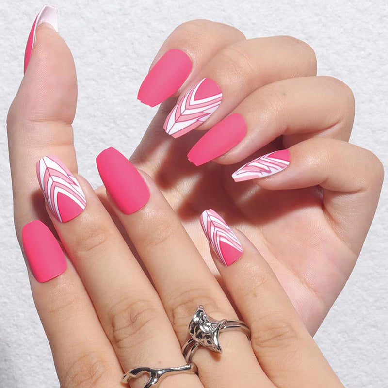 Trendy Geometric Pattern Long Press-On Nails Stornfield