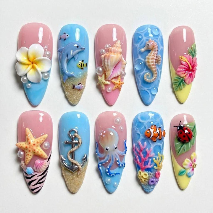 Ocean-Inspired 3D Nail Art Set Stornfield