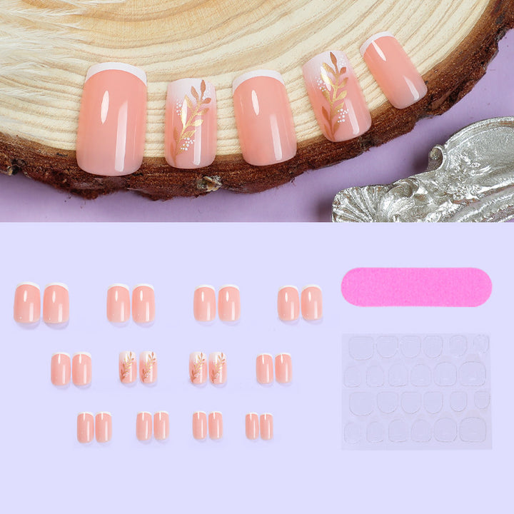 Elegant Press-On Nail Set with Floral Accent Design Stornfield