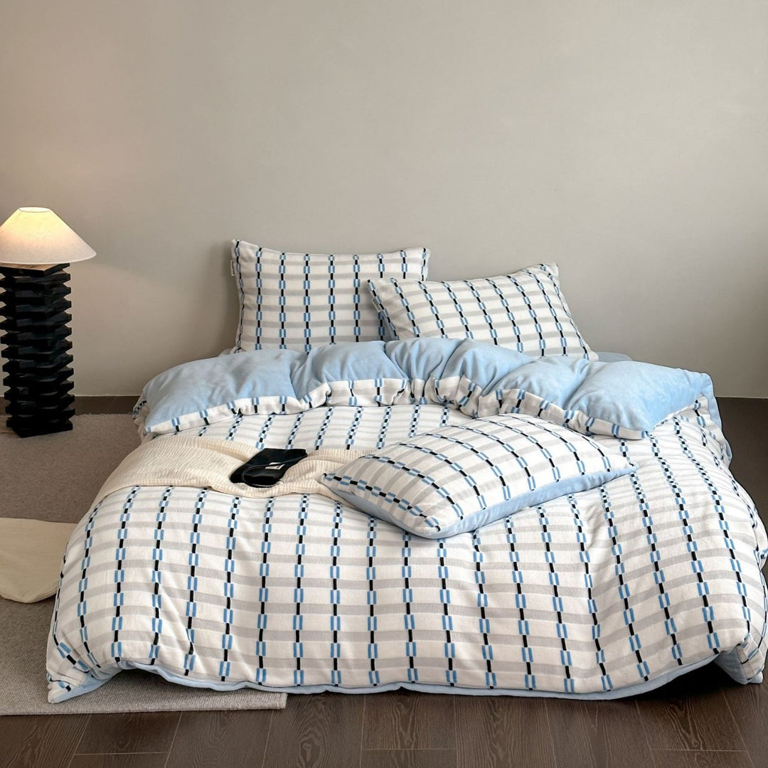 Brushed Cotton Checked Duvet Cover and Pillowcase Set