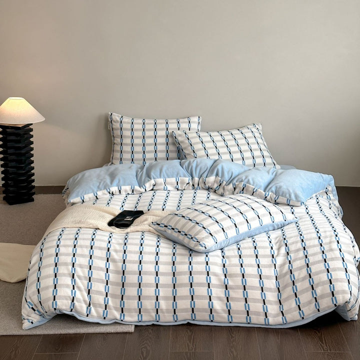 Brushed Cotton Checked Duvet Cover and Pillowcase Set